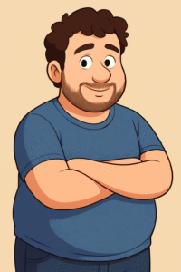 overweight guy resting his hands on his belly