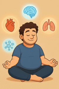 overweight guy meditating for his wellbeing